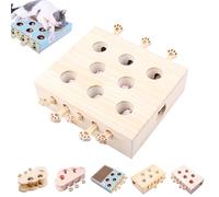Whack Attack Cat Toy, Wooden Whack-a-Mole Cat Toy, Interactive for Claw Grinding Rest Entertainment, Play Wooden Whacks-A-Mole Keeps Pets Entertained for Cats and Kittens (8-Holes-Mouse)