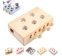 Whack Attack Cat Toy, Wooden Whack-a-Mole Cat Toy, Interactive for Claw Grinding Rest Entertainment, Play Wooden Whacks-A-Mole Keeps Pets Entertained for Cats and Kittens (5-Holes-Mouse)