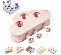 Whack Attack Cat Toy, Wooden Whack-a-Mole Cat Toy, Interactive for Claw Grinding Rest Entertainment, Play Wooden Whacks-A-Mole Keeps Pets Entertained for Cats and Kittens (3-Holes-Toys)
