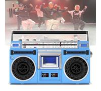 WhAeoy Portable Cassette Boombox, Classic 80s Style Retro CD Player Boombox, with AM/FM Radio, Support SD/USB Input, Cassette Recorder for Family Gathering Travel,A