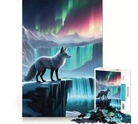 Whait Wolf Howling Jigsaw 1000 Pieces Focus Building Toy Zero Gap Rewarding Activity for Rainy Days (38x26cm)