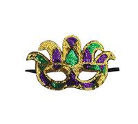 Whakano 1 x Carnival Mask Women, Venetian Tricolour Gold Purple Green Half Face Mask, Masquerade Ball Eye Mask for Women, Mask for Carnival, Halloween, Ball Party Costume, Cosplay Evening Dress, Style