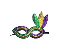 Whakano 1 x Carnival Mask Women, Venetian Tricolour Gold Purple Green Half Face Mask, Masquerade Ball Eye Mask for Women, Mask for Carnival, Halloween, Ball Party Costume, Cosplay Evening Dress, Style