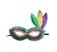 Whakano 1 x Carnival Mask Women, Venetian Tricolour Gold Purple Green Half Face Mask, Masquerade Ball Eye Mask for Women, Mask for Carnival, Halloween, Ball Party Costume, Cosplay Evening Dress, Style