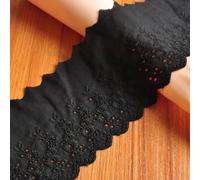 Whakano 5 Yards Cotton Lace Trim 11 cm Wide, Lace Ribbon, Decorative Ribbon, Lace Trim, Ribbon for DIY Sewing Crafts, Clothing, Wedding Dress, Headwear, Curtains, Dresses Decor, Black