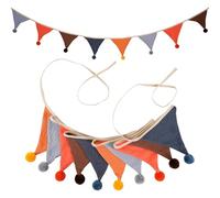 Whakano Bunting 2.6 m Bunting Garland with Pompoms, Multicoloured Banner, Hanging Bunting Banner with 10 Pieces Triangle Flags, Banner for Birthday, Wedding, Party, Festival Decoration, Orange Grey