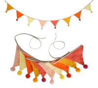 Whakano Bunting 2.6 m Bunting Garland with Pompoms, Multicoloured Banner, Hanging Bunting Banner with 10 Pieces Triangle Flags, Banner for Birthday, Wedding, Party, Festival Decoration, Orange Yellow