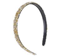 Whakano Glitter Headband for Women, Rhinestone Headband, Non-Slip Hair Band with Teeth, Plastic Headbands, Thin, Hair Accessories for Daily, Birthday, Party, Holiday, Proms, Wedding, Yellow Pearl