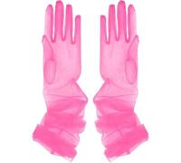 Whakano Long Tulle Gloves Women, Elegant Opera Gloves, Evening Gloves, Dance Gloves, Transparent Elbow Length for Wedding, Carnival, Theme Party, Tea Party, Dance, Prom, pink-red, One Size