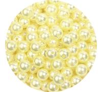 Whakano Pack of 200 Round Beads for Threading, Faux Pearl Round Beads with Hole, Round, ABS Beads for Vase Fillers, for Crafts, Bracelets, Necklaces, Clothing, Key Chain Decoration, 12 mm, Yellow
