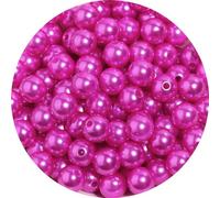 Whakano Pack of 200 Round Beads for Threading, Faux Pearl, Round Beads with Hole, Round, ABS Beads for Vase Fillers, for Crafts, Bracelets, Necklaces, Clothing, Key Chain Decoration, 12 mm, Dark Pink