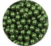 Whakano Pack of 200 Round Beads for Threading, Faux Pearl Round Beads with Hole, Round, ABS Beads for Vase Fillers, for Crafts, Bracelets, Necklaces, Clothing, Key Chain Decoration, 12 mm, Dark Green