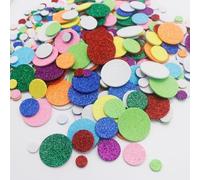 Whakano Pack of 320 Glitter Round Foam Stickers, Self-Adhesive Decorative, Decorative Wall Stickers, for Teachers, Students, Confetti Scrapbooks, DIY Greeting Cards, Gift Decoration, Scrapbooking