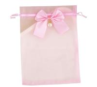 Whakano Pack of 5 Organza Bags with Drawstring, Organza Bag with Bow, Jewellery Bag, Gift Bag, for Wedding, Birthday, Sweets, Jewellery, Gift Wrapping, Party, Pink, 17 x 23 cm