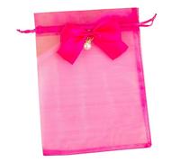 Whakano Pack of 5 Organza Bags with Drawstring, Organza Bag with Bow, Jewellery Bag, Gift Bag, for Wedding, Birthday, Sweets, Jewellery, Gift Wrapping, Party, Fuchsia, 20 x 30 cm