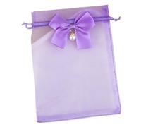 Whakano Pack of 5 Organza Bags with Drawstring, Organza Bag with Bow, Jewellery Bag, Gift Bag, for Wedding, Birthday, Sweets, Jewellery, Gift Wrapping, Party, Light Purple, 17 x 23 cm