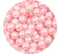 Whakano Pack of 600 Round Beads for Threading, Faux Pearl Round Beads with Hole, Round, ABS Beads for Vase Fillers, for Crafts, Bracelets, Necklaces, Clothing, Key Chain Decoration, 6 mm, Light Pink