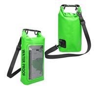 Whakano Waterproof Bag 2L with Rolltop Closure, Shoulder Bags Pack Sack with Adjustable Shoulder Strap, Dry Bag for Outdoor, Kayaking, Swimming, Rafting, Beach and Water Sports, Green, 34,5x7,5x13,5cm