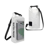 Whakano Waterproof Bag 2L with Rolltop Closure, Shoulder Bags Pack Sack with Adjustable Shoulder Strap, Dry Bag for Outdoor, Kayaking, Swimming, Rafting, Beach and Water Sports, White, 34,5x7,5x13,5cm
