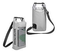 Whakano Waterproof Bag 2L with Rolltop Closure, Shoulder Bags Pack Sack with Adjustable Shoulder Strap, Dry Bag for Outdoor, Kayaking, Swimming, Rafting, Beach and Water Sports, gray, 34,5x7,5x13,5cm