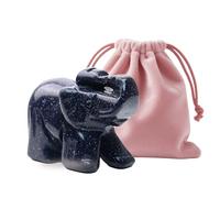 WHAL&YUNE Elephant Figurine Natural Crystal Gemstone Sculpture for Home Office Feng Shui Decor Lucky Gift - 1.5 inches (Synthetic Blue Sandstone)