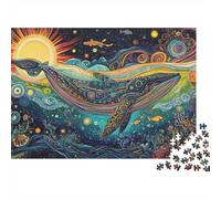 Whale 1000 Pieces Jigsaw Puzzle for Adults - Dreamy Style Premium Wooden Difficult Puzzles, Family Game Night Gift, Wall Art Home Decor, Relaxing Therapy Toy 1000pcs (75x50cm)