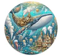 Whale 1000 Pieces Jigsaws Stress Reliever Difficult Challenge for Adults Kids Challenging Ocean Giants Round Family Game Gifts And Gifts (67.5x67.5cm)