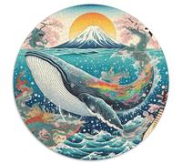Whale 1000 Pieces Jigsaws Stress Reliever Difficult Challenge for Adults Kids Challenging Ocean Giants Round Puzzles Family Game Gifts And Gifts (67.5x67.5cm)