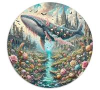 Whale 1000 Pieces Jigsaws Stress Reliever Difficult Challenge for Adults Kids Puzzle Puzzle Ocean Giants Round Home Decor Gifts And Gifts (67.5x67.5cm)