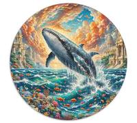 Whale 1000 Pieces Jigsaws Stress Reliever Difficult Challenge for Adults Kids Puzzle Puzzle Ocean Giants Circular Puzzle Home Decor Gifts And Gifts (67.5x67.5cm)