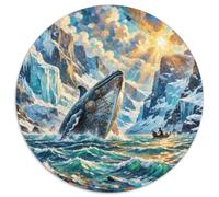 Whale 1000 Pieces Jigsaws Stress Reliever Difficult Challenge for Adults Kids Unique Challenge Game Ocean Giants Circular Puzzle Family Game Gifts And Gifts (67.5x67.5cm)