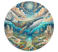 Whale 1000 Pieces Jigsaws Stress Reliever Difficult Challenge for Adults Kids Unique Challenge Games Ocean Giants Creative Round Jigsaw Puzzles Family Game Gifts And Gifts (67.5x67.5cm)