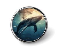 Whale Above Sea Water Button Pin 1 Inch, Personalized Metal Lapel Pins, Lightweight Round Brooch Pin, Elegant Button Badges, Funny Enamel Pins for Shirts Jackets Bags & Gift