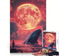 Whale And Blood Moon 1000 Pieces Puzzles for Adults Clear Thinking Stress Relief Fun Precise Edges Lovely Gift (50x75cm)
