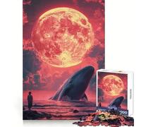 Whale And Blood Moon Jigsaw Puzzles for Adults 1000 Piece Mental Workout Quiet Enjoyment Xmas Gift (38x26cm)