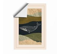 Whale and Mountain Coastal Unframed Wall Art Print A4 (29.7×21cm), Wall Decor for Living Room, Bedroom, Office & Home, Art Gift