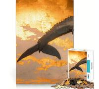 Whale And Red Sun - Left Part 1000-piece Jigsaw Puzzles Brain Focus Game Expert Cutting Craftsmanship Fascinating Hobby for Idle Moments (38x52cm)