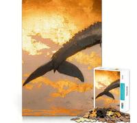 Whale And Red Sun - Left Part Jigsaw 1000 Pieces Focus Building Toy Zero Gap Rewarding Activity for Rainy Days (38x26cm)