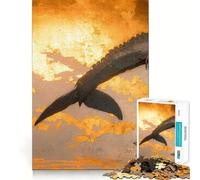 Whale And Red Sun - Left Part Jigsaw for Teenagers 1000 Pieces Memory Fun Game Smooth Burr Free Surface Birthday Gift Brain Teaser Toy (50x75cm)