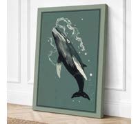 Whale at Peace Coastal Canvas Wall Art Print 36x24 Inch (91 x 61 cm)