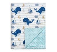 Whale Baby Blanket for Boys or Girl 30x40 - Soft Kids Throw Fleece Blankets with Dotted Backing for Babies - Toddler Newborn Nursery Crib Bedding Blanket