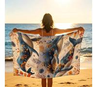 Whale Beach Towel 150x100 Sand Resistant Quick Dry, Coral Beach Towels Oversized 60 x 40 Inch Portable Comfortable als Bath Towels for Yoga Pool Picnic Blankets Travel Essentials Gifts XTLS-2515