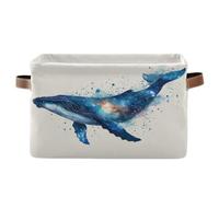 Whale Blue Galaxy Storage Basket Storage Bin Collapsible Closet Organizing Storage Cubes for Home Cloth with Handle 1 Pack