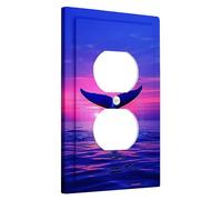 Whale Blue Ocean Sunset Tail Light Switch Cover Plate for Nautical Decor Thermoplastic Wall Plates Standard Size Single Duplex Plug