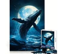 Whale Breach, Moonlight Ocean 1000 Pieces Puzzles for Adults Clear Thinking Stress Relief Fun Precise Edges Lovely Gift (38x26cm)