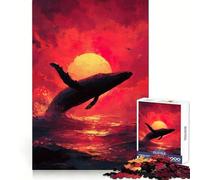 Whale Breaching at Sunset 1000 Pieces Puzzles for Adults Clear Thinking Stress Relief Fun Precise Edges Lovely Gift (38x26cm)