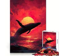Whale Breaching at Sunset Adult Jigsaw Puzzle1000 Pieces Mind Wellness Serene Activity Sharp Edges (50x75cm)