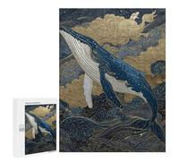 Whale Breaching in Golden Waves Puzzle 1000 Teile Schwer Puzzle Spielzeug Lernspiel Impossible Herausforderungsspielzeug Für Erwachsene Kinder 500 PCS