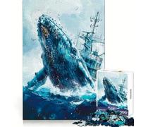 Whale Breaching Ship 1000 Pieces Jigsaw Puzzles for Teenagers Clear Thinking Gentle Engagement Firm Interlock Nice Gift (38x52cm)