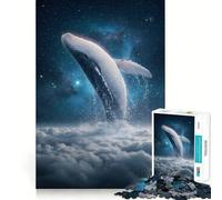 Whale Breaching through Clouds Into Space Jigsaw Puzzles 1000 Cognitive Skill Toy Smooth Burr Free Surface Relaxing Indoor Group Activity (38x26cm)